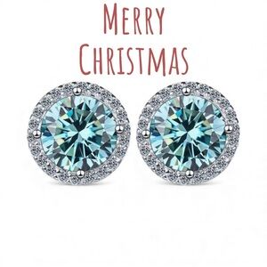 Beautiful 1ct BLUE Moissanite earrings.